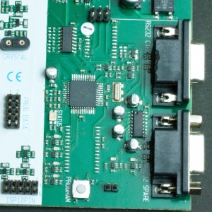 A STK500 mod board. A sticker (1) indicates the 1st pin of ISP6 connector.