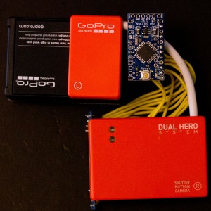 top right: GoPro hardware emulator w/ Arduino Pro Mini, orange color: GoPro Dual Hero System 